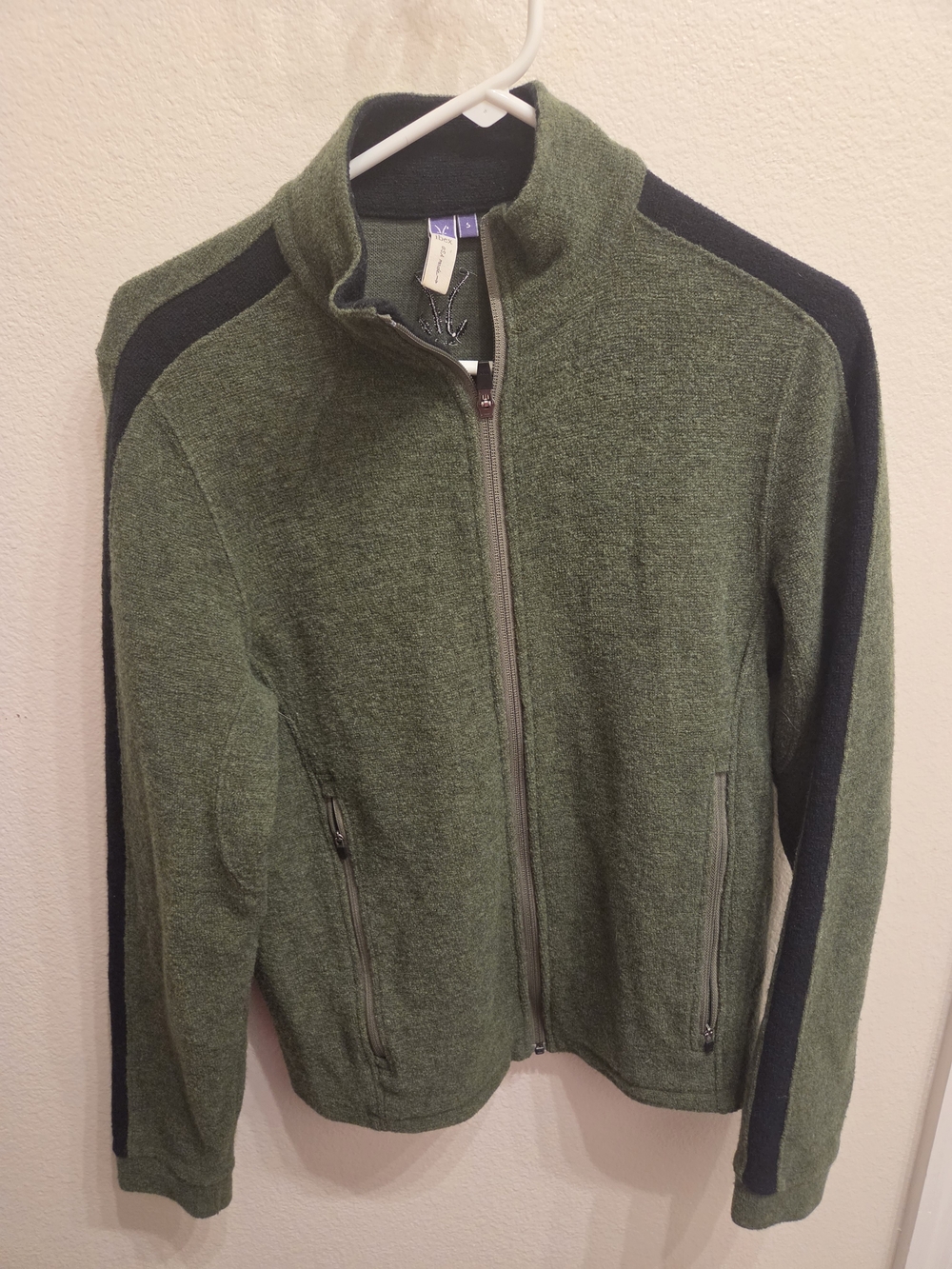 Ibex Merino Wool Olive Green  Zip-Front Jacket